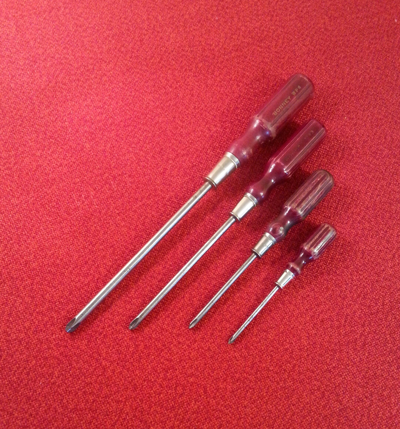 Vintage Bonney Screwdrivers Phillips 4 Piece Set