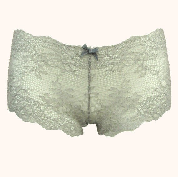 Silver Grey Lace French Knickers Lace Knickers Grey