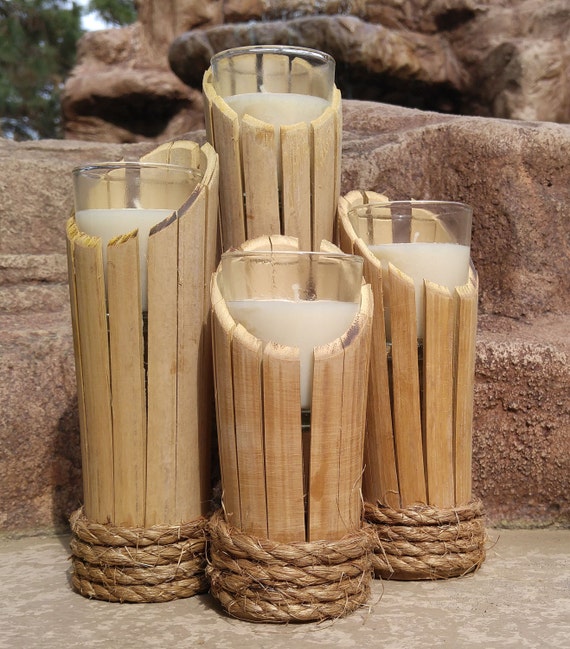 Items similar to Bamboo Candle Holders on Etsy