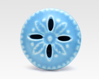 Ceramic knob, sky blue, vintage