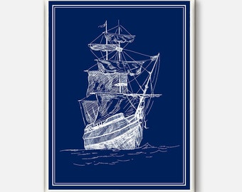 Old Ship Print, Vintage Ship Poster, Nautical Decor, Boat Print, Ship print, Sailor poster, navy Wall Art, Ocean Art Print, sailboat print