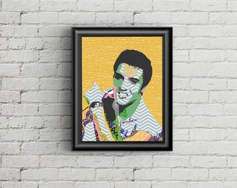 SALE 50% Elvis Presley Wall Art, Elvis Presley Poster, Rock n Roll Art Decor, Elvis Presley Gift, Elvis Print, Super Star Pop Art Poster