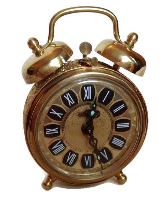 Gorgeous Vintage Brass Blessing Alarm Clock West Germany