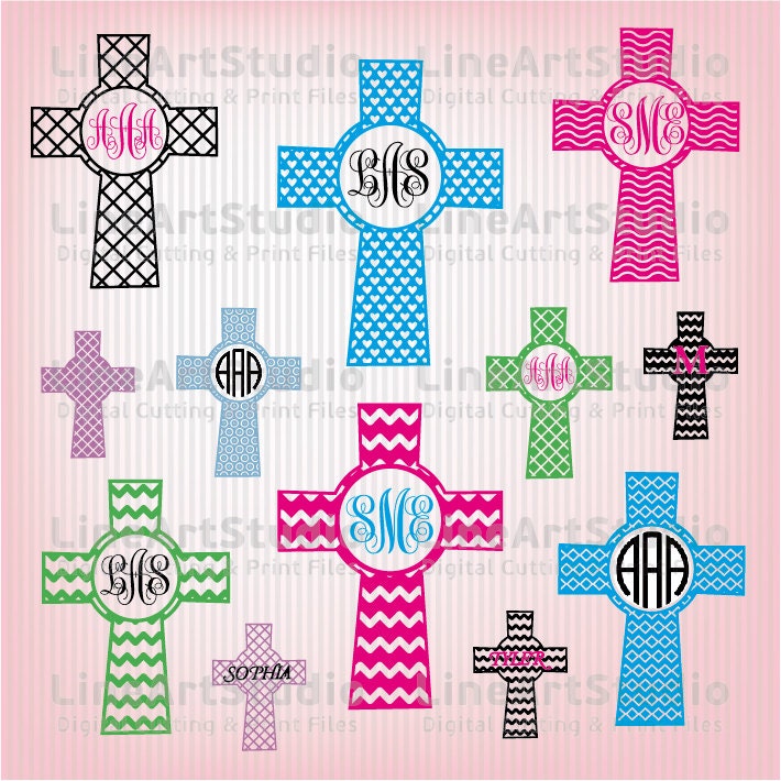 Download Cross Monogram SVG Chevron Frames SVG Cut Files Monogram