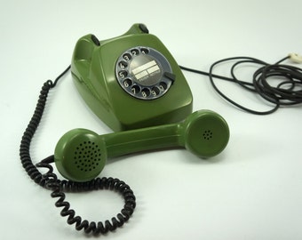 Vintage rotary phone, rotary phone green, working rotary phone, desk phone, Vintage telephone , 70’s telephone, Fully functional Telephone
