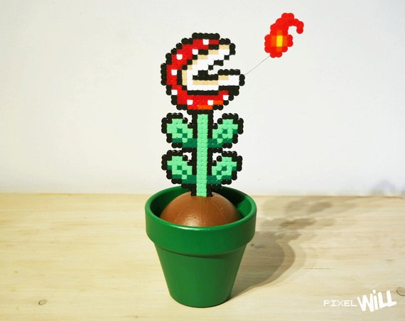 Piranha Plant Mario Plant Pixel Art Perler Beads Gift by PixelWill