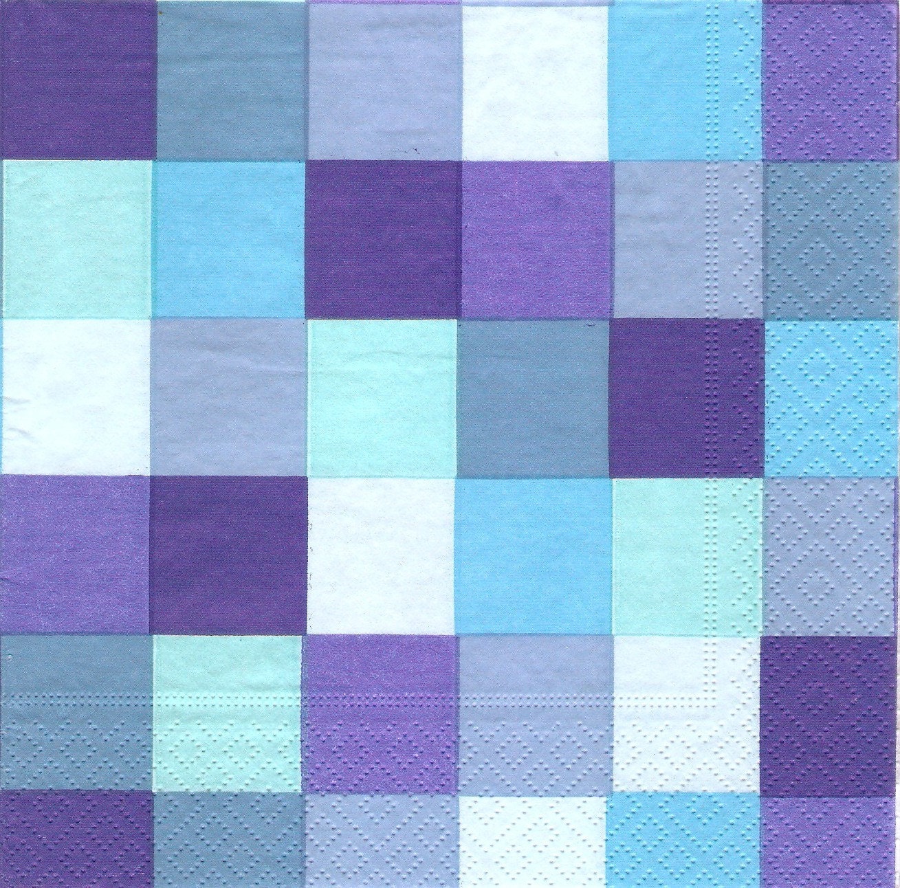 Blue checkered paper napkins set of 4 colorful decoupage
