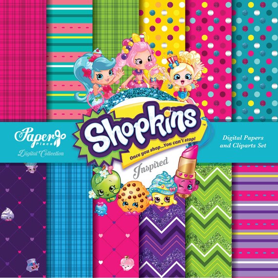 Shopkins Digital Scrapbook Paper and Cliparts set Shopkins