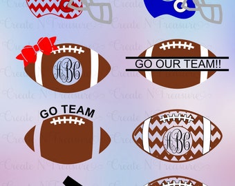 Football Monogram SVG. Cutting files for Silhouette cameo and Cricut design space. Chevron Football, cheveron helmet, monogram frames svg.
