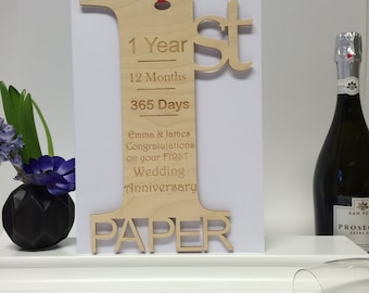 Giant 1st Wedding Anniversary Meaning Card - Personalised Anniversary Card - Giant 1st Anniversary Card - Anniversary Meaning Card
