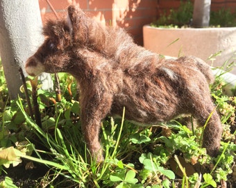 needle felted donkey, felted farm animal, felted prairie animal, Spanish donkey, wool donkey, felted animal, wool animal