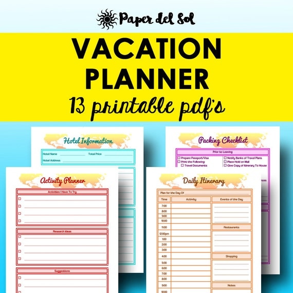 Vacation Planner Printable Travel Planner Printable by PaperdelSol
