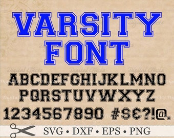 Varsity Font Monogram SVG, Dxf, Eps, Png, Varsity Collegiate SVG Font Alphabet, Silhouette Studio, Varsity Letters Svg Cut Files, Cricut,