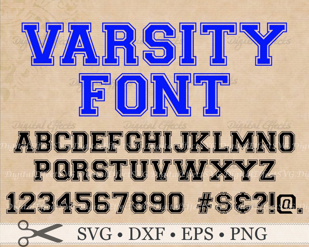 Varsity Font Monogram SVG Dxf Eps Png Varsity Collegiate