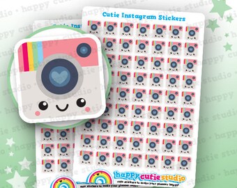63 Cute Instagram/Social Media/Photography/Camera Stickers, Filofax, Erin Condren, Happy Planner, Kawaii, Cute Sticker, UK