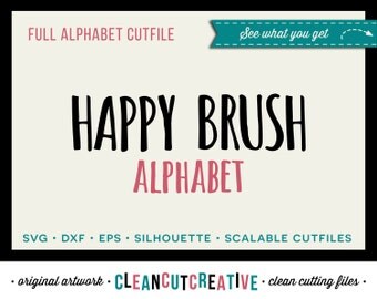 Full Alphabet SVG Fonts Cutfile - Fun Happy Brush cricut font - Studio3 DXF EPS Silhouette Cameo- commercial use clean cutting digital files