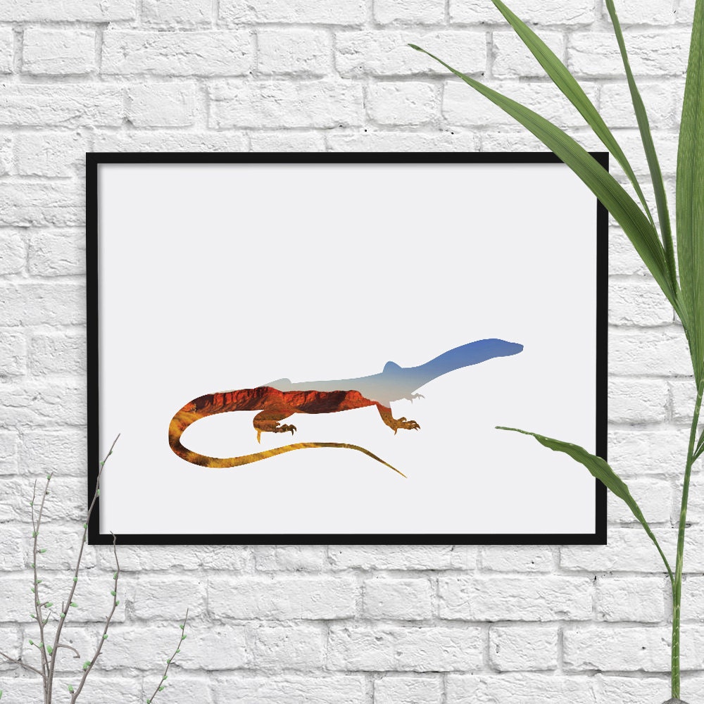 Goanna Print Australian Wildlife Wall Art Animal Room