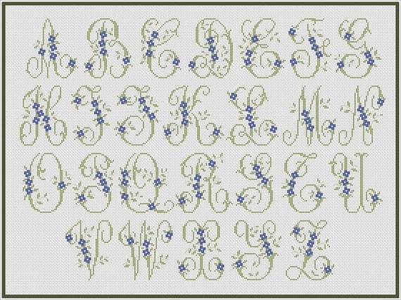 Vintage Floral Cross Stitch Alphabet Monogram Cross Stitch