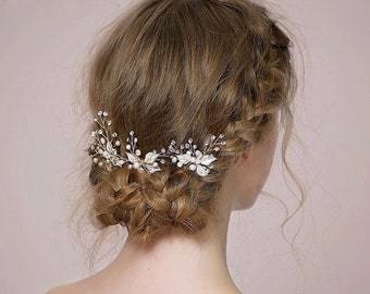 Pearl hair pins, wedding hair pins, decretive pins, pearl and silver pins, flower hair pins, flower pins