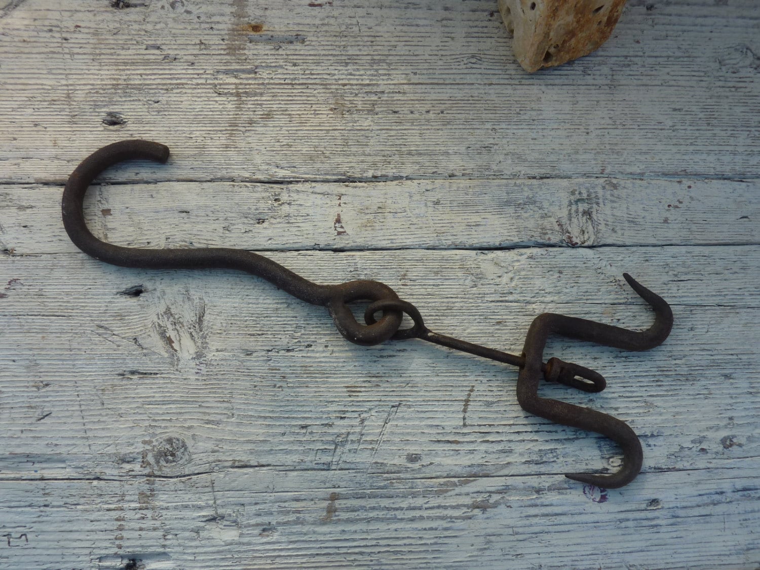 Antique Butchers Hook Double Hand Iron Primitive Hooks