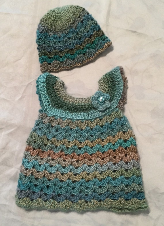 Boho style baby dress and hat
