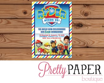 Paw Patrol Birthday Invitation - Digital or Printed