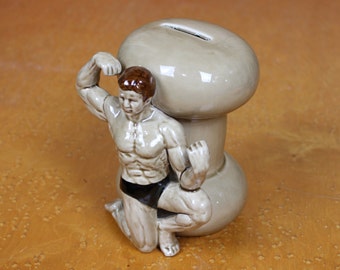 Vintage Body Builder Ceramic Bank