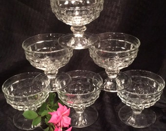 Vintage Fostoria American Low Stemmed Dessert Sherbert Dishes Set of 6