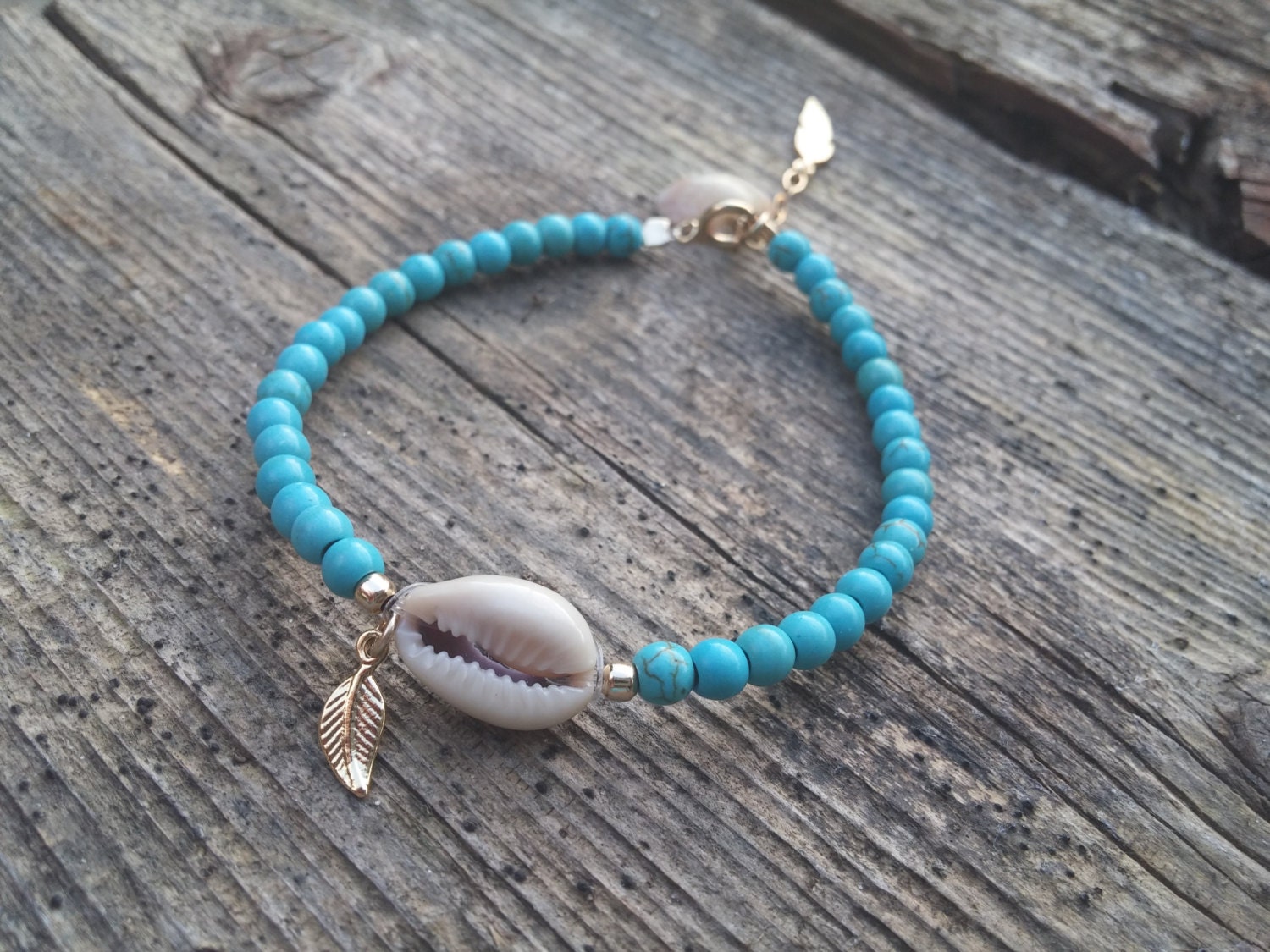Seashell Bracelet Turquoise Beaded Bracelet Sea Jewelry