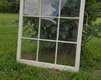Nine 9 Pane Vintage Farm House Antique Wood Window Frame Sash Wedding Portait 40x34 Shabby Chic