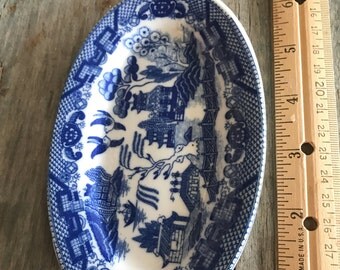Blue Willow Toy Serving Platter Made in Occupied Japan | 1940s Blue Willow