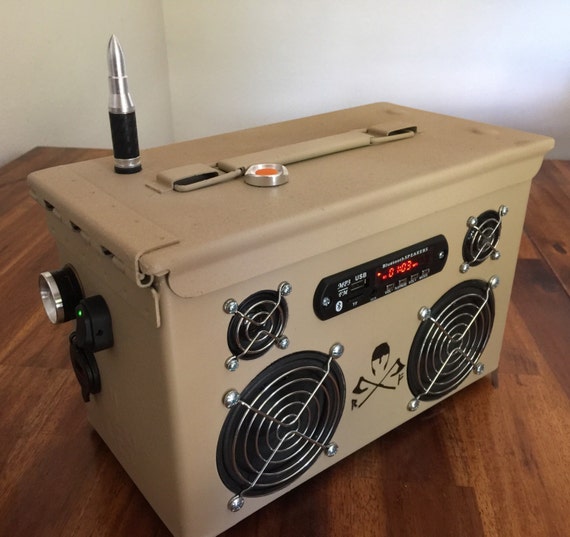 Ammo Can Rechargeable Stereo Boombox V.2 Tan