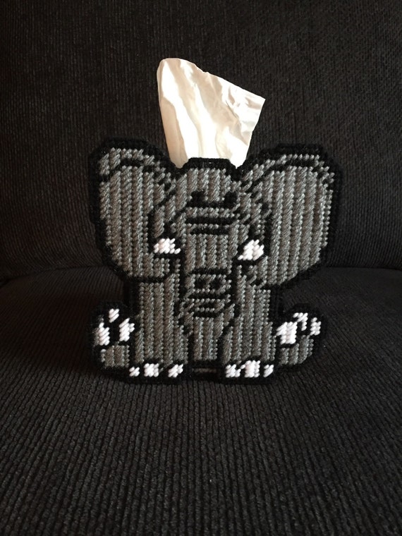 Elephant Plastic Canvas Tissue Box Cover by LorasPlasticCanvas