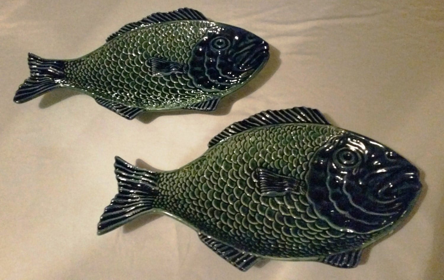 Pair of Majolica Fish Plates Olfaire
