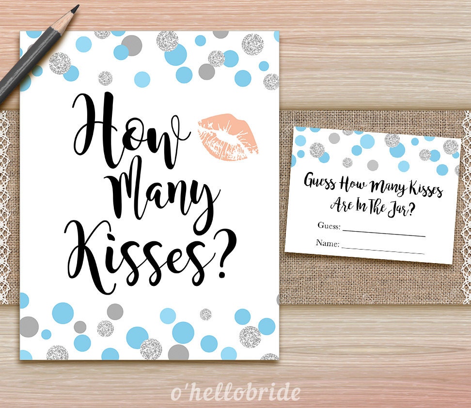 Guess How Many Kisses Game Printable Light Blue Bridal