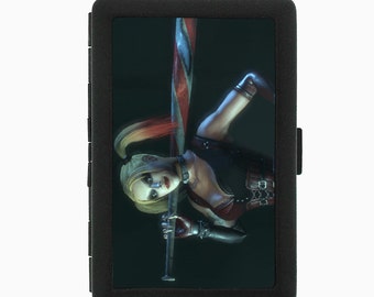Harley Quinn Bat Sexy Comic Book Black Cigarette Case RFID-Blocking Wallet