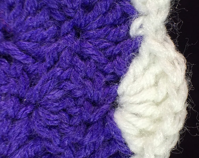 Crochet Throw Blanket | Purple White Striped Afghan