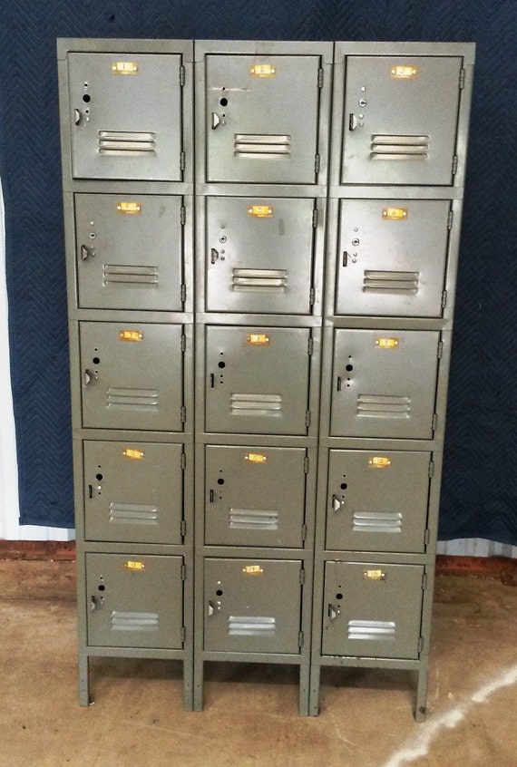  Vintage  Metal Lockers  Locker  Cabinet Lockers  Grey Metal