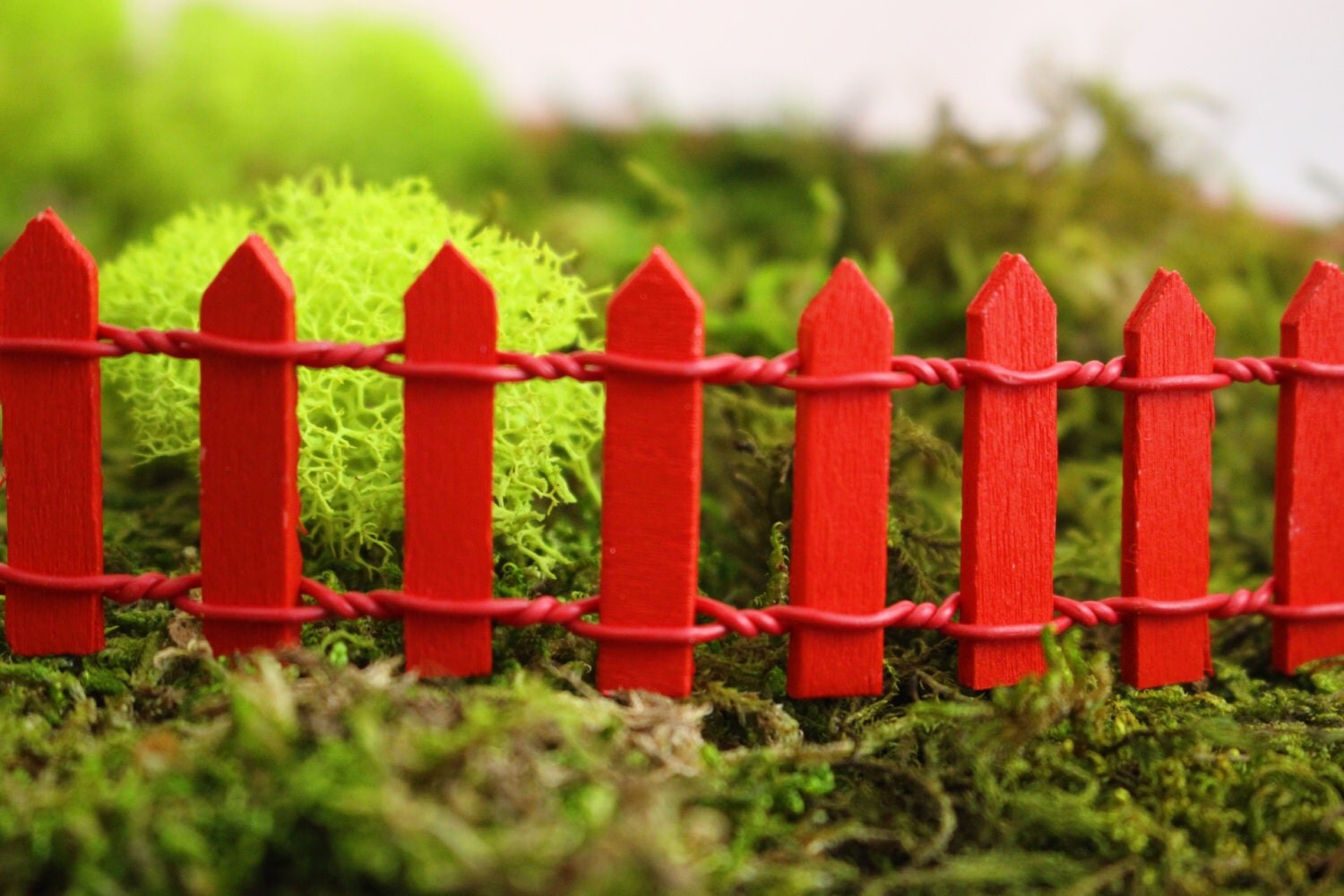 Miniature Red Picket Fence Fairy Garden by FairyTreeMiniatures