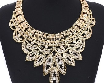 Beautiful gold large statement necklace