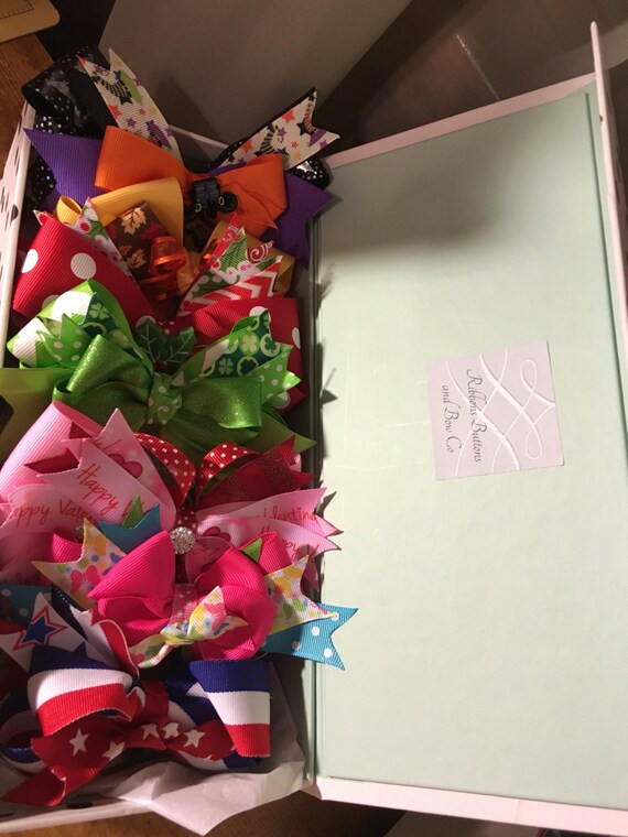 Girls Hair Bows Holiday Bow Box