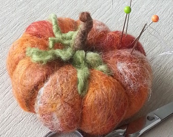 Needle felted Pumpkins, natural fibre, multi purpose decoration/pin cushion