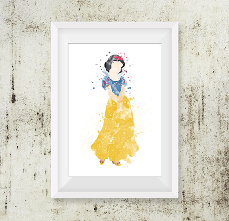 Watercolor Snow White Inspired Art Disney Princess Wall