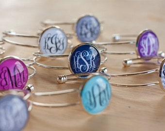 Silver Monogram Cuff Bracelet