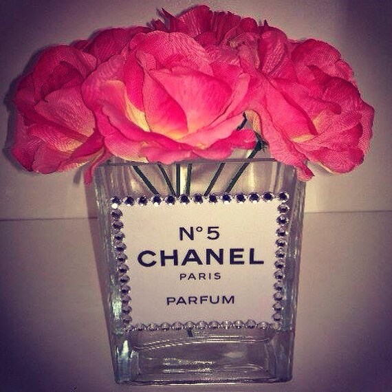 Chanel No.5 Perfume Bottle Style Diamanté Vase by CocoCoutureDecor