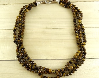 womens gift womens necklace tiger eye necklace for her talisman necklace protection necklace birthday gift womens jewelry beaded necklace
