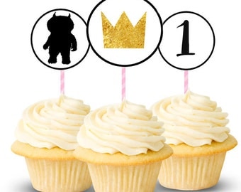 Where The Wild Things Are Printable Cupcake Toppers. 2.5 inches. 3 Designs. Customizable With Your Child's Age!