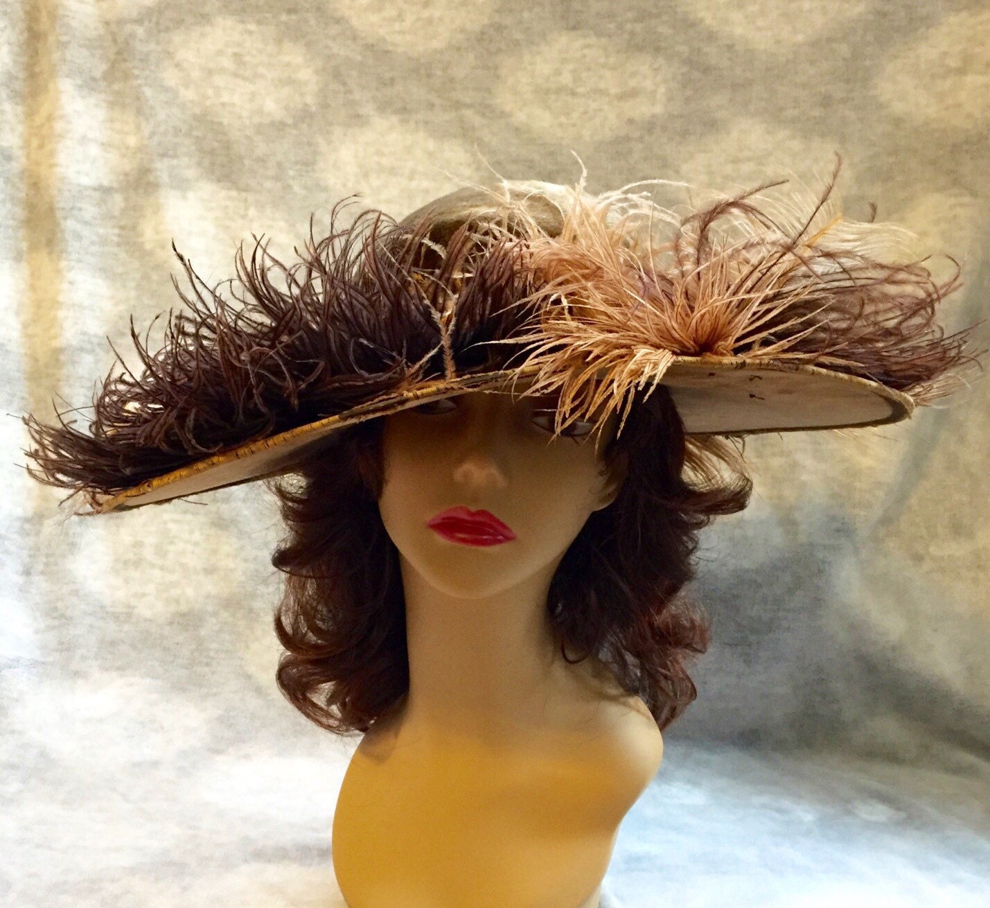 Ostrich plume hat 1910's Merry Widow Edwardian style