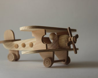 Wooden airplane toy "BIPLANE" ,children toy, eco friendly toy, wooden toy airplane, push toy,