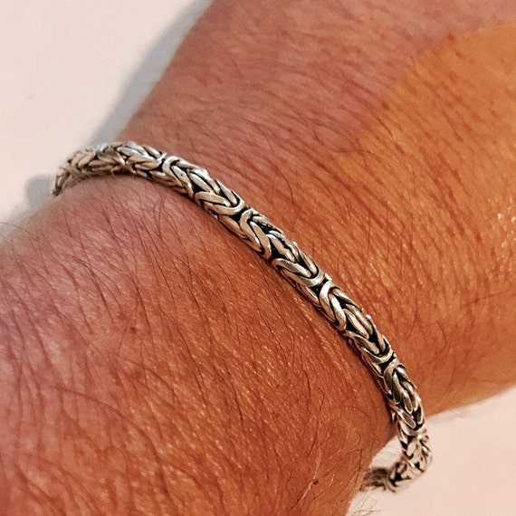 Sterling silver Bracelet/Bali design/Heavy Mens Bracelet/Solid
